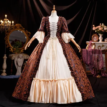 Medieval Vintage Retro Brown Printing Prom Dresses 2025 Ball Gown Square Neckline Bell Sleeves Backless Floor Length Long Prom Formal Dresses