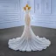 Luxury / Gorgeous Ivory Pearl Tassel Sequins Wedding Dresses 2022 Trumpet / Mermaid Scoop Neck Sleeveless Sweep Train Wedding
