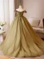 Elegant Clover Green Appliques Tassel Prom Dresses 2024 Ball Gown Off-The-Shoulder Sleeveless Backless Floor-Length / Long Prom Formal Dresses