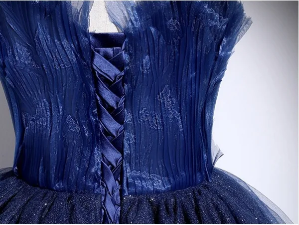 Vintage / Retro Sequins Navy Blue Prom Dresses 2025 Ball Gown Spaghetti Straps Sleeveless Backless Floor-Length / Long Formal Dresses