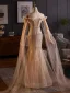 Bling Bling Charming Gold Beading Appliques Sequins Evening Dresses 2025 Trumpet / Mermaid Off-The-Shoulder Sleeveless Backless Floor-Length / Long Formal Dresses