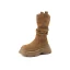 Vintage Brun Suede Gateklær Vinter Boots Dame 2024 Lær 8 cm Kilehæl Spisse Boots