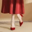 Fashion Red Prom Womens Sandals 2023 Pearl Ankle Strap 8 cm Stiletto Heels Pointed Toe Sandals High Heels