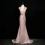 Sexy Rougissant Rose Faux Diamant Plumes Robe De Soirée 2024 Trompette / Sirène Titulaire Sans Manches Dos Nu Train De Balayage Soirée Robe De Ceremonie