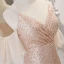 Scintillantes Sexy Doré Paillettes Robe De Soirée 2023 Trompette / Sirène Bretelles Spaghetti Manches Courtes Dos Nu Longue Soirée Robe De Ceremonie