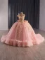 Luxury / Gorgeous Flower Fairy Blushing Pink Beading Appliques Sequins Prom Dresses 2025 Ball Gown One-Shoulder Sleeveless Backless Bow Court Train Formal Dresses