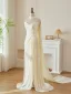 Light Ivory Split Front Trumpet / Mermaid Wedding Dresses 2026 Strapless Sleeveless Backless Sweep Train