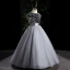 Chic / Beautiful Grey Sequins Prom Flower Girl Dresses 2022 Ball Gown Scoop Neck Sleeveless Sash Bow Floor-Length / Long Flower Girl Dresses