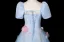 Elegant Sky Blue Appliques Prom Dresses 2025 Ball Gown Square Neckline Puffy Short Sleeve Backless Floor-Length / Long Formal Dresses