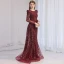 High-end Burgundy Beading Rhinestone Evening Dresses 2023 Trumpet / Mermaid Scoop Neck Long Sleeve Floor-Length / Long Evening Party Formal Dresses