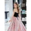Charmant Noire Faux Diamant Paillettes Robe De Bal 2022 Robe Boule Bustier Sans Manches Dos Nu Fendue devant Train De Balayage Robe De Ceremonie