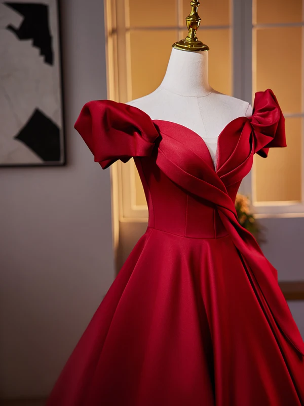 Elegant Burgundy Prom Dresses 2024 Ball Gown Off-The-Shoulder Puffy Short Sleeve Long Elegant Burgundy Prom Dresses 2024 Ball Gown Off-The-Shoulder Puffy Short Sleeve Long