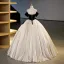 Elegant Sexy Black Velvet Pleated Prom Dresses 2023 Ball Gown Strapless Sleeveless Bow Backless Floor-Length / Long Prom Formal Dresses