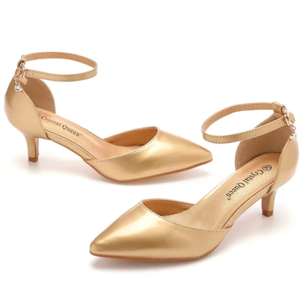 Simple Doré Vêtement de rue Sandales Femme 2023 Bride Cheville 5 cm Talons Aiguilles À Bout Pointu Sandales Talons Hauts
