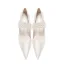 Elegant White Pearl Satin Leather Wedding Shoes 2023 7 cm Thick Heels Pointed Toe Wedding Pumps