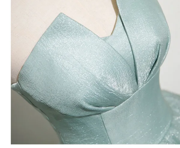 Sexy Pool Blue Prom Dresses 2025 Ball Gown Strapless Sleeveless Backless Floor-Length / Long Formal Dresses