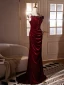 Chic / Beautiful Burgundy Flower Velvet Formal Dresses 2024 Trumpet / Mermaid Spaghetti Straps Sleeveless Backless Sweep Train Evening Party Evening Dresses
