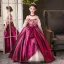 Chic / Beautiful Fuchsia Sequins Bow Birthday Flower Girl Dresses 2025 Ball Gown High Neck Sweep Train Long Sleeve