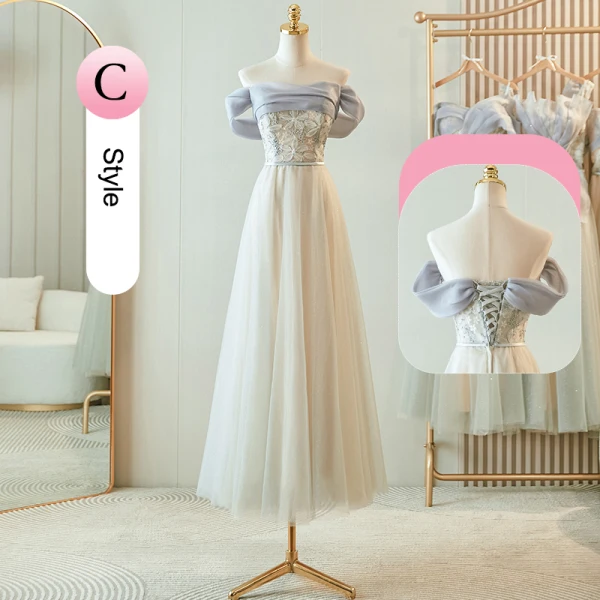 Chic / Beautiful Grey Beading Bridesmaid Dresses 2023 A-Line / Princess Short Sleeve Backless Floor-Length / Long Bridesmaid Dresses