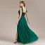 Simple Vert Foncé Perlage Paillettes Fendue devant Robe De Bal 2024 Princesse Bretelles Spaghetti Sans Manches Dos Nu Longue Promo Robe De Ceremonie