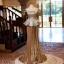Scintillantes Doré Paillettes Robe De Bal 2024 Trompette / Sirène De l'épaule Manches Courtes Dos Nu Train De Balayage Promo Robe De Ceremonie