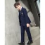 Fashion Navy Blue 5-piece Long Sleeve Boys Wedding Suits 2022 Wedding Coat Pants Shirt Tie Vest