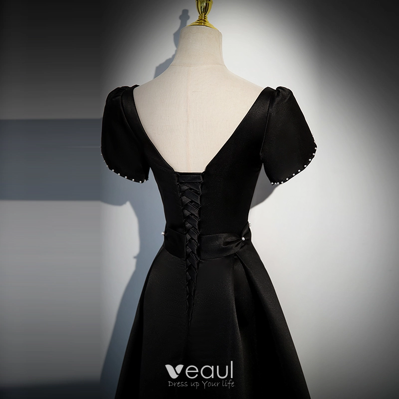 strapless open back dress Black Simple Halter Strapless Short Prom Dress, Keyhole back Homecoming  Dress, MH125 main image 1