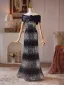 Scintillantes Noire Paillettes Robe De Bal 2026 Trompette / Sirène De l'épaule Manches Courtes Dos Nu Longue Robe De Ceremonie