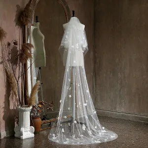 Charmant Blanche Fait Main Appliques Train De Balayage 2 M Voile De Mariée 2025