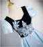 Élégant Bleu Ciel En Dentelle Fleur Robe De Bal 2025 Princesse Encolure Carrée Gonflée Manches Courtes Dos Nu Longue Robe De Ceremonie