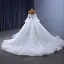 Luxury / Gorgeous White Beading Appliques Sequins Wedding Dresses 2023 Ball Gown Off-The-Shoulder Long Sleeve Backless Chapel Train Wedding