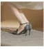 Chic / Belle Noire Gris Vêtement de rue Sandales Femme 2022 Cuir 9 cm Talons Aiguilles Bride Cheville Peep Toes / Bout Ouvert Sandales Talons Hauts