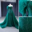 High-end Dark Green Handmade  Beading Evening Dresses 2023 Trumpet / Mermaid Strapless Sleeveless Backless Sweep Train Evening Party Formal Dresses
