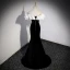 Sexy Schwarz Abendkleider 2023 Meerjungfrau Rüschen Off Shoulder Ärmellos Rückenfreies Sweep / Pinsel Zug Abend Festliche Kleider