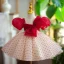 Chic / Beautiful Burgundy Spotted Bow Short Flower Girl Dresses 2023 Ball Gown Birthday Square Neckline Puffy Short Sleeve