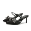 Charming Black Evening Party Rhinestone Bow Womens Sandals 2022 8 cm Stiletto Heels Pointed Toe Sandals High Heels