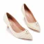 Elegant Beige Pearl Wedding Shoes 2023 7 cm Stiletto Heels Pointed Toe Wedding Pumps High Heels