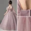 Chic / Beautiful Purple Pearl Prom Flower Girl Dresses 2022 Ball Gown Square Neckline Short Sleeve Backless Floor-Length / Long