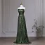Vintage / Retro Dark Green Sequins Evening Dresses  2026 A-Line / Princess Strapless Sleeveless Backless