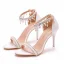 Charmant Weiß Perle Strass Brautschuhe 2023 Knöchelriemen 9 cm Stilettos Peeptoes Hochzeit Sandaletten Hochhackige