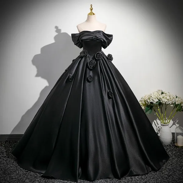Robe Maxi Noire Élégante À Une Épaule