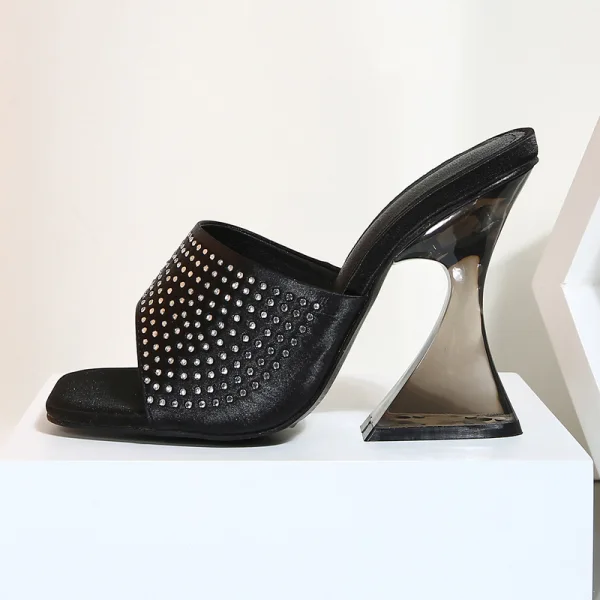 Summer Fashion Pool Blue Street Wear Rhinestone Womens Sandals 2022 9 cm Crystal Stiletto Heels Open / Peep Toe Sandals High Heels