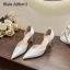 Elegante Weiß Satin Stickerei Brautschuhe 2024 Knöchelriemen Schleife 8 cm Stilettos Spitzschuh Hochzeit Sandaletten Hochhackige