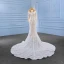 High-end White Pearl Sequins Beading Wedding Dresses 2023 Trumpet / Mermaid Scoop Neck Long Sleeve Chapel Train Wedding