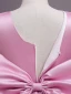 Chic / Belle Rose Bonbon Paillettes Appliques Anniversaire Robe Ceremonie Fille 2024 Robe Boule Encolure Dégagée Sans Manches Dos Nu Noeud Longue