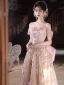High End Glitzernden Rosa Strass Pailletten Schmetterling Ballkleider 2026 A Linie Off Shoulder Ärmellos Rückenfreies Schleife Lange Festliche Kleider