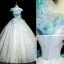 Fashion Sky Blue Beading Sequins Prom Dresses 2023 Ball Gown Ruffle Off-The-Shoulder Sleeveless Backless Floor-Length / Long Prom Formal Dresses