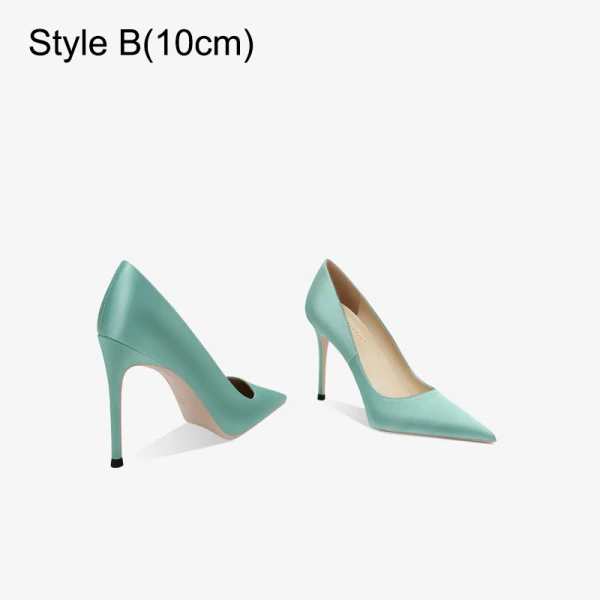 Modest Mint Green Evening Party Satin Pumps 2023 Leather 12 cm Stiletto Heels Pointed Toe High Heels Pumps