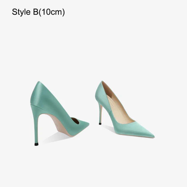 Chic / Beautiful Mint Green Evening Party Satin Pumps 2023 12 cm Stiletto Heels Pointed Toe Pumps High Heels