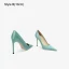 Chic / Beautiful Mint Green Evening Party Satin Pumps 2023 12 cm Stiletto Heels Pointed Toe Pumps High Heels
